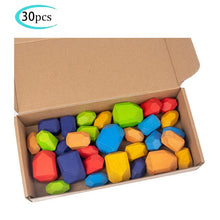 Load image into Gallery viewer, Hot Wooden Rocks Stones Wood Balancing Stacked Stone Baby Building Block Montessori Toys Block Colored Stone Kids Toys