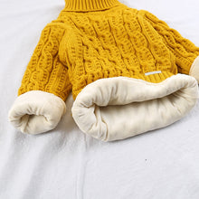 Load image into Gallery viewer, PHILOLOGY Plush inside pure color winter boy girl kid thick Knitted turtleneck shirts solid high collar pullover fluff sweater