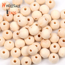 Load image into Gallery viewer, 4-50mm Natural Wood Beads Round Spacer Wooden Pearl Lead-Free Balls Charms For Jewelry Making DIY Handmade Accessories1-1000pcs