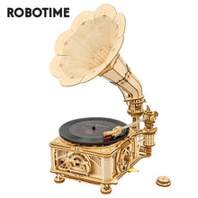 Load image into Gallery viewer, Hand Crank DIY Gramophone Wooden Puzzle for Kids