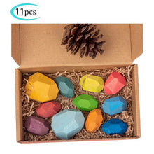 Load image into Gallery viewer, Hot Wooden Rocks Stones Wood Balancing Stacked Stone Baby Building Block Montessori Toys Block Colored Stone Kids Toys