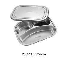 Load image into Gallery viewer, Stainless Steel Divided Dinner Plate Lunch Box With Lid Fast Food Tray Container 2/3/4 Section School Home Canteen Supplies