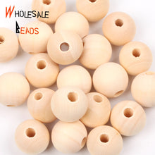 Load image into Gallery viewer, 4-50mm Natural Wood Beads Round Spacer Wooden Pearl Lead-Free Balls Charms For Jewelry Making DIY Handmade Accessories1-1000pcs