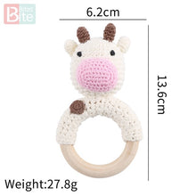 Load image into Gallery viewer, Wood and Knit Animal Teether Rattles