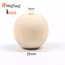 Load image into Gallery viewer, 4-50mm Natural Wood Beads Round Spacer Wooden Pearl Lead-Free Balls Charms For Jewelry Making DIY Handmade Accessories1-1000pcs