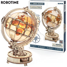Load image into Gallery viewer, 3D Wooden Globe Puzzle Lamp Building Kit