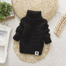 Load image into Gallery viewer, PHILOLOGY Plush inside pure color winter boy girl kid thick Knitted turtleneck shirts solid high collar pullover fluff sweater