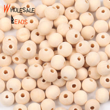 Load image into Gallery viewer, 4-50mm Natural Wood Beads Round Spacer Wooden Pearl Lead-Free Balls Charms For Jewelry Making DIY Handmade Accessories1-1000pcs