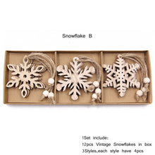 Load image into Gallery viewer, 12 DIY Snowflake Wooden Ornaments