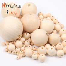 Load image into Gallery viewer, 4-50mm Natural Wood Beads Round Spacer Wooden Pearl Lead-Free Balls Charms For Jewelry Making DIY Handmade Accessories1-1000pcs
