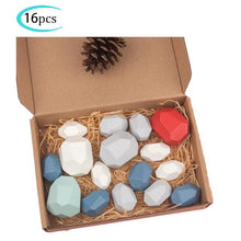 Load image into Gallery viewer, Hot Wooden Rocks Stones Wood Balancing Stacked Stone Baby Building Block Montessori Toys Block Colored Stone Kids Toys