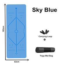Load image into Gallery viewer, Eco-Friendly Non-Slip TPE Yoga Mat with Carrying Strap & Bag
