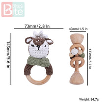 Load image into Gallery viewer, Wood and Knit Animal Teether Rattles