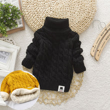 Load image into Gallery viewer, PHILOLOGY Plush inside pure color winter boy girl kid thick Knitted turtleneck shirts solid high collar pullover fluff sweater