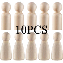 Load image into Gallery viewer, 10 Blank Wooden Peg Dolls