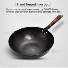 Load image into Gallery viewer, Konco Iron wok cast iron pan Non-coated Pot General use for Gas and Induction Cooker 32cm Chinese Wok Cookware Pan Kitchen Tools