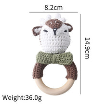 Load image into Gallery viewer, Wood and Knit Animal Teether Rattles