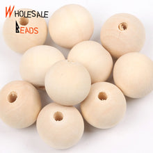 Load image into Gallery viewer, 4-50mm Natural Wood Beads Round Spacer Wooden Pearl Lead-Free Balls Charms For Jewelry Making DIY Handmade Accessories1-1000pcs