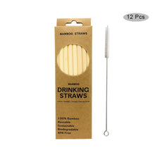 Load image into Gallery viewer, Bamboo Straws- 12 Pack with Cleaning Brush