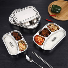 Load image into Gallery viewer, Stainless Steel Divided Dinner Plate Lunch Box With Lid Fast Food Tray Container 2/3/4 Section School Home Canteen Supplies