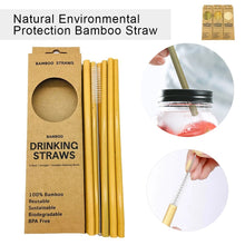 Load image into Gallery viewer, Bamboo Straws- 12 Pack with Cleaning Brush