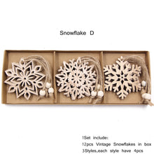 Load image into Gallery viewer, 12 DIY Snowflake Wooden Ornaments