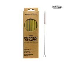 Load image into Gallery viewer, Bamboo Straws- 12 Pack with Cleaning Brush