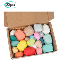Load image into Gallery viewer, Hot Wooden Rocks Stones Wood Balancing Stacked Stone Baby Building Block Montessori Toys Block Colored Stone Kids Toys