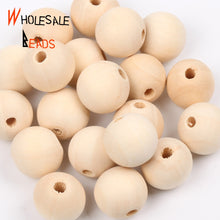 Load image into Gallery viewer, 4-50mm Natural Wood Beads Round Spacer Wooden Pearl Lead-Free Balls Charms For Jewelry Making DIY Handmade Accessories1-1000pcs