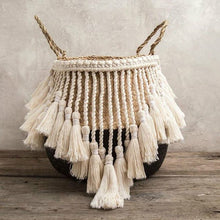Load image into Gallery viewer, Macrame Tassel Wicker Basket