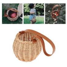 Load image into Gallery viewer, Children's Woven Storage Basket with Leather Handle