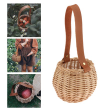Load image into Gallery viewer, Children's Woven Storage Basket with Leather Handle