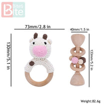 Load image into Gallery viewer, Wood and Knit Animal Teether Rattles