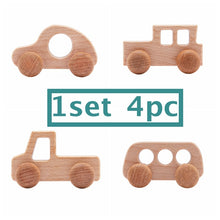 Load image into Gallery viewer, Montessori Wooden Cars for Play and Baby Teething