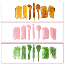 Load image into Gallery viewer, Marma Acupressure Guasha Set - Jade, Rose Quartz, Amber