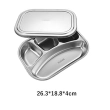 Load image into Gallery viewer, Stainless Steel Divided Dinner Plate Lunch Box With Lid Fast Food Tray Container 2/3/4 Section School Home Canteen Supplies