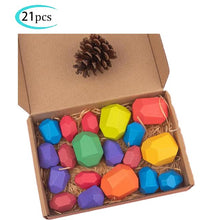 Load image into Gallery viewer, Hot Wooden Rocks Stones Wood Balancing Stacked Stone Baby Building Block Montessori Toys Block Colored Stone Kids Toys