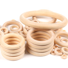Load image into Gallery viewer, Natural Wooden Teething Round Ring Wood Lead-Free Beads For Jewelry Making DIY Handmade Accessories