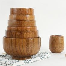 Load image into Gallery viewer, Japanese Style Wooden Bowl Tableware Original Soup/Salad Rice Noodles Bowls Food Container Wood Eating Bowl for Children Kids