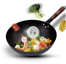 Load image into Gallery viewer, Konco Iron wok cast iron pan Non-coated Pot General use for Gas and Induction Cooker 32cm Chinese Wok Cookware Pan Kitchen Tools