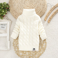 Load image into Gallery viewer, PHILOLOGY Plush inside pure color winter boy girl kid thick Knitted turtleneck shirts solid high collar pullover fluff sweater