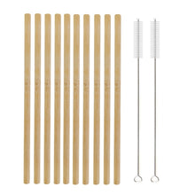 Load image into Gallery viewer, Bamboo Straws- 10 Pack with Cleaning Brush
