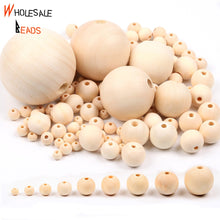 Load image into Gallery viewer, 4-50mm Natural Wood Beads Round Spacer Wooden Pearl Lead-Free Balls Charms For Jewelry Making DIY Handmade Accessories1-1000pcs