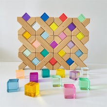 Load image into Gallery viewer, Wooden Stacking X Bricks with Acrylic Gems for Kids