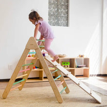 Load image into Gallery viewer, XIHATOY Rainbow Pikler Triangle Children Indoor Outdoor Gym Foldable Wooden Climbing Triangle Toys Playground For Toddlers