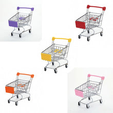 Load image into Gallery viewer, 1:48 Mini Shopping Cart Simulation Supermarket Hand Trolleys Pretend Play Toy Kids Room Desktop Storage Basket Simulation Toy