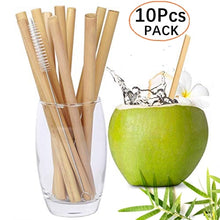 Load image into Gallery viewer, Bamboo Straws- 10 Pack with Cleaning Brush