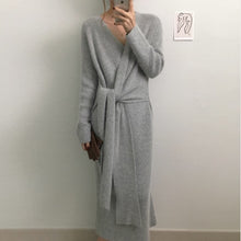 Load image into Gallery viewer, Winter Wool V-neck Maxi Sweater Dress