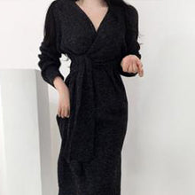 Load image into Gallery viewer, Winter Wool V-neck Maxi Sweater Dress