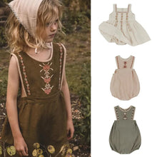 Load image into Gallery viewer, Baby Girl Romper APO Brand New Summer Newborn Girl Outfit Floral Sleeveless Organic Cotton Kids Clothes Ruffle Jumpsuit Onesies